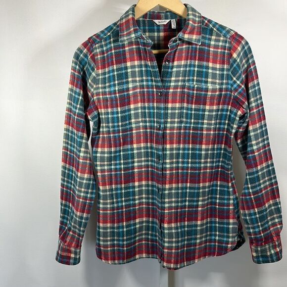 WOOLRICH Women’s Flannel Check Button Down Shirt Red/Blue/White Size Medium - Picture 2 of 12